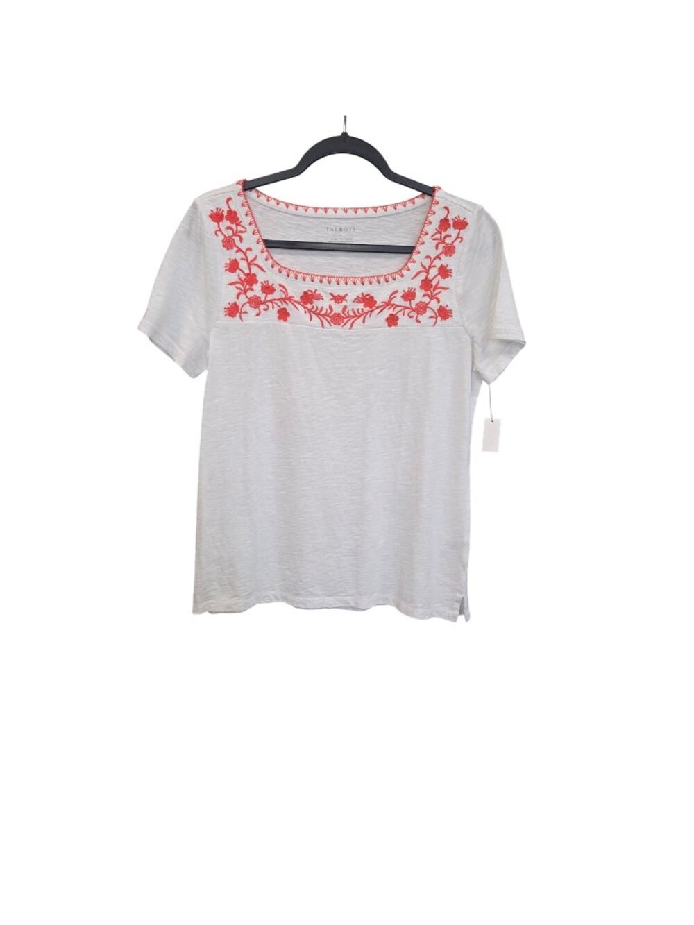 Talbots S Embroidered Square Neck Orange Embroidery Neckline. 1874
